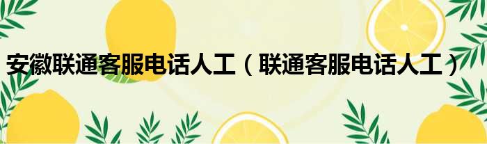 安徽联通客服电话人工（联通客服电话人工）