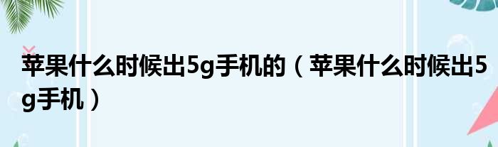 苹果什么时候出5g手机的（苹果什么时候出5g手机）