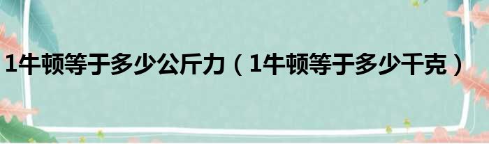 1牛顿等于多少公斤力（1牛顿等于多少千克）