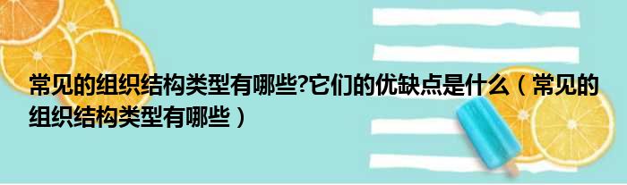 常见的组织结构类型有哪些 它们的优缺点是什么（常见的组织结构类型有哪些）