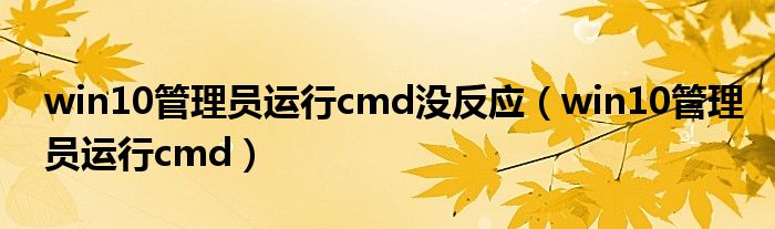 win10管理员运行cmd没反应（win10管理员运行cmd）