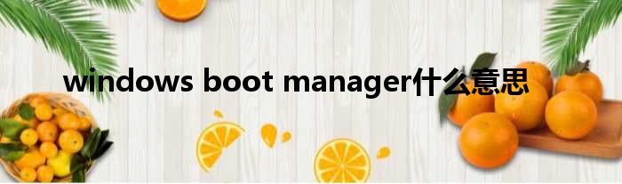 windows boot manager什么意思