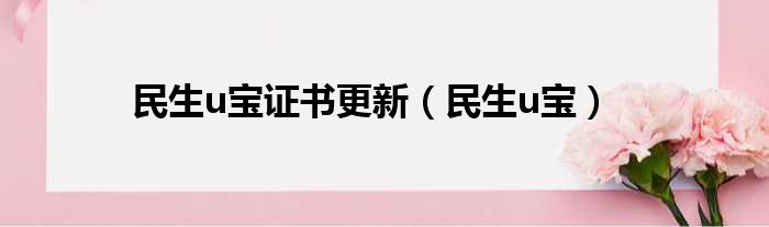 民生u宝证书更新（民生u宝）