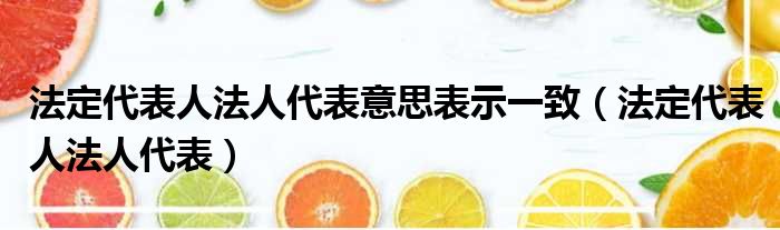 法定代表人法人代表意思表示一致（法定代表人法人代表）