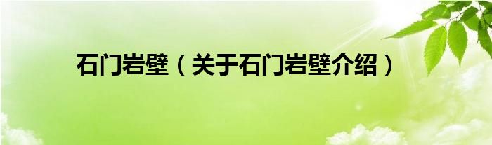  石门岩壁（关于石门岩壁介绍）