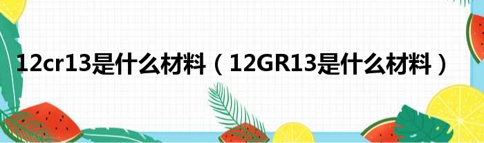 12cr13是什么材料（12GR13是什么材料）