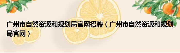 广州市自然资源和规划局官网招聘（广州市自然资源和规划局官网）