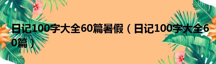 日记100字大全60篇暑假（日记100字大全60篇）