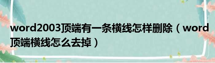 word2003顶端有一条横线怎样删除（word顶端横线怎么去掉）