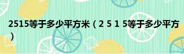 2515等于多少平方米（2 5 1 5等于多少平方）