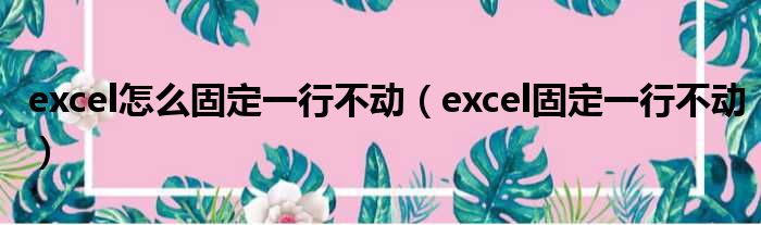 excel怎么固定一行不动（excel固定一行不动）