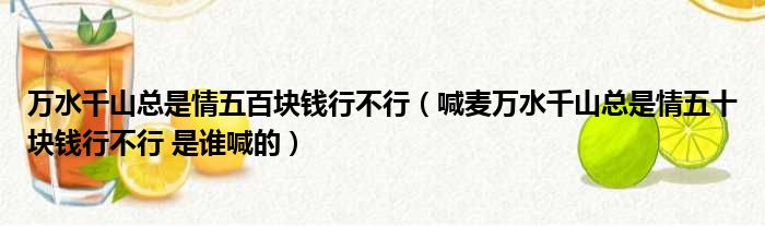 万水千山总是情五百块钱行不行（喊麦万水千山总是情五十块钱行不行 是谁喊的）