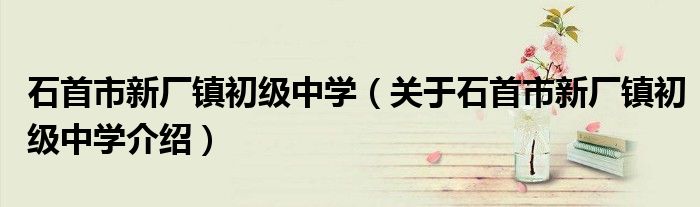  石首市新厂镇初级中学（关于石首市新厂镇初级中学介绍）