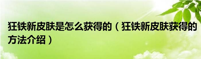 狂铁新皮肤是怎么获得的（狂铁新皮肤获得的方法介绍）