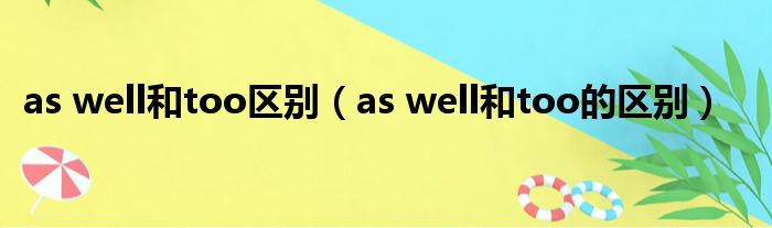 as well和too区别（as well和too的区别）