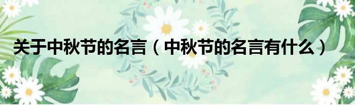 关于中秋节的名言（中秋节的名言有什么）