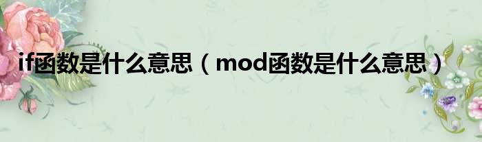 if函数是什么意思（mod函数是什么意思）