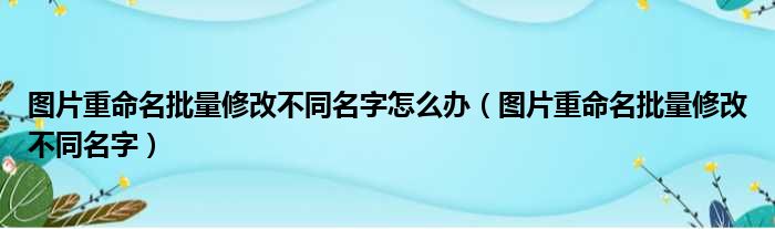 图片重命名批量修改不同名字怎么办（图片重命名批量修改不同名字）