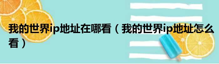 我的世界ip地址在哪看（我的世界ip地址怎么看）