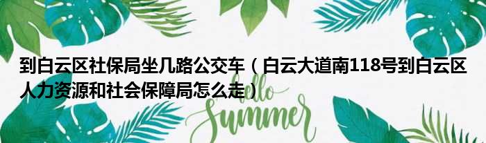 到白云区社保局坐几路公交车（白云大道南118号到白云区人力资源和社会保障局怎么走）