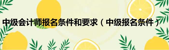 中级会计师报名条件和要求（中级报名条件）