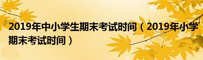 2019年中小学生期末考试时间（2019年小学期末考试时间）