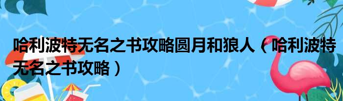 哈利波特无名之书攻略圆月和狼人（哈利波特无名之书攻略）