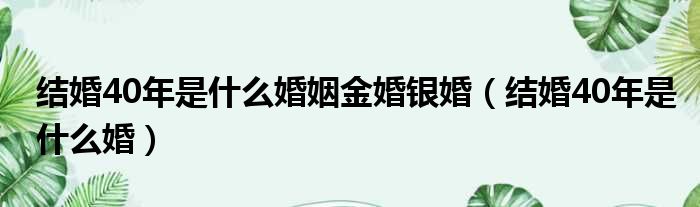 结婚40年是什么婚姻金婚银婚（结婚40年是什么婚）