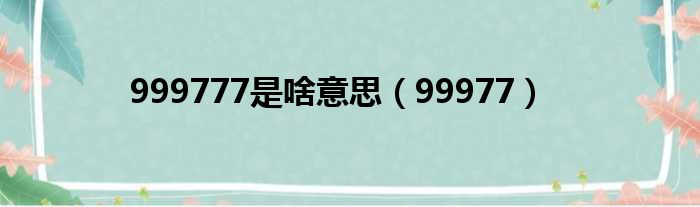 999777是啥意思（99977）