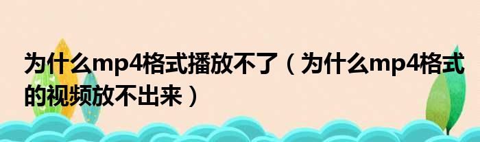 为什么mp4格式播放不了（为什么mp4格式的视频放不出来）