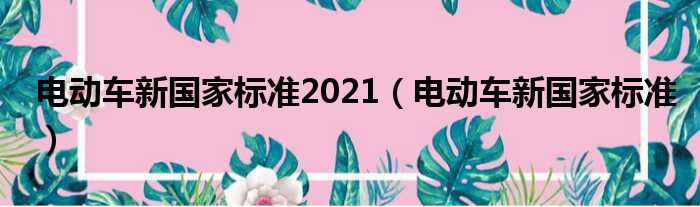 电动车新国家标准2021（电动车新国家标准）