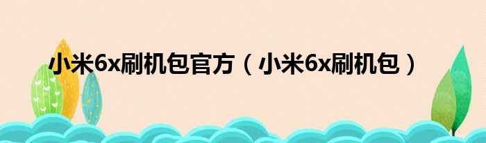 小米6x刷机包官方（小米6x刷机包）