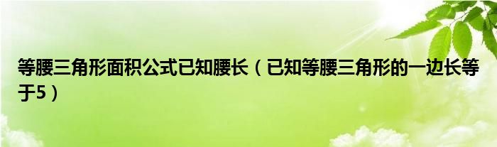 等腰三角形面积公式已知腰长（已知等腰三角形的一边长等于5）