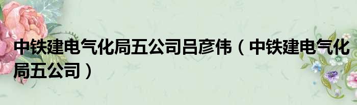 中铁建电气化局五公司吕彦伟（中铁建电气化局五公司）