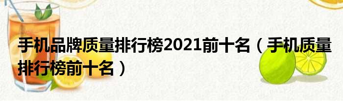 手机品牌质量排行榜2021前十名（手机质量排行榜前十名）