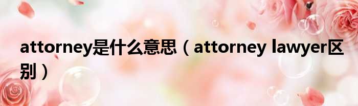 attorney是什么意思（attorney lawyer区别）