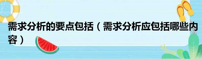 需求分析的要点包括（需求分析应包括哪些内容）