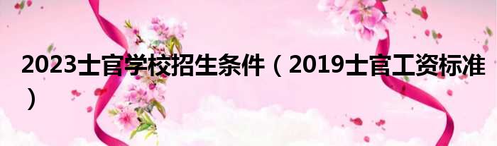 2023士官学校招生条件（2019士官工资标准）