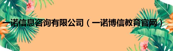 一诺信息咨询有限公司（一诺博信教育官网）