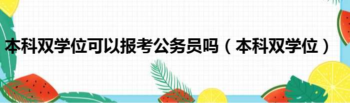 本科双学位可以报考公务员吗（本科双学位）