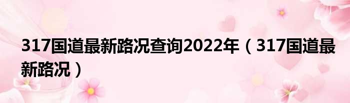 317国道最新路况查询2022年（317国道最新路况）