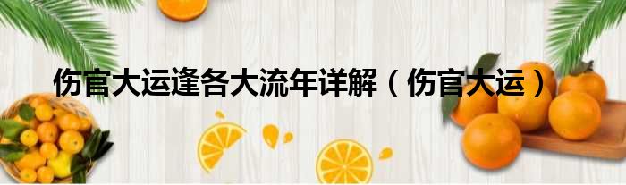 伤官大运逢各大流年详解（伤官大运）