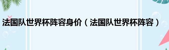 法国队世界杯阵容身价（法国队世界杯阵容）