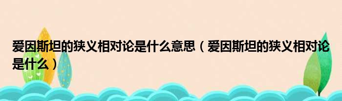 爱因斯坦的狭义相对论是什么意思（爱因斯坦的狭义相对论是什么）