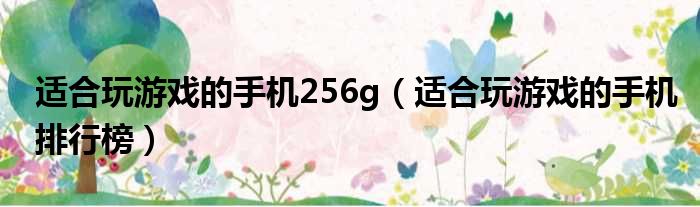 适合玩游戏的手机256g（适合玩游戏的手机排行榜）