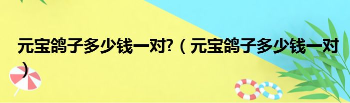 元宝鸽子多少钱一对 （元宝鸽子多少钱一对）