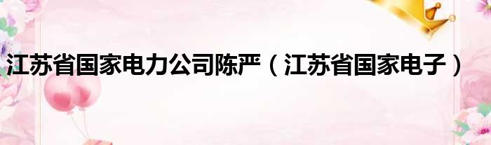 江苏省国家电力公司陈严（江苏省国家电子）