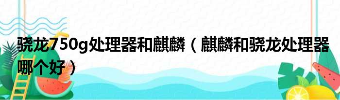骁龙750g处理器和麒麟（麒麟和骁龙处理器哪个好）