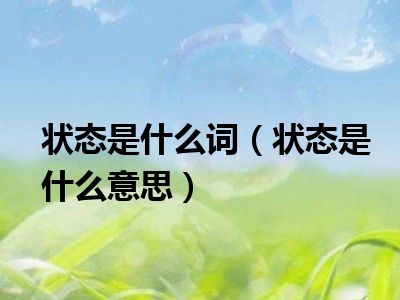 状态是什么词（状态是什么意思）