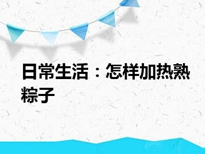 日常生活：怎样加热熟粽子